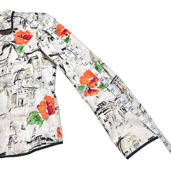 Maggy London | Women | Sketch Art Floral Lightweight Zip Up Jacket | Size 4 - Picture 6 of 9